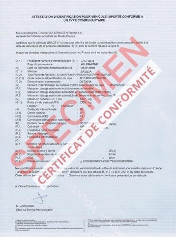 Qu’est-ce qu’un certificat de conformité Skoda ?